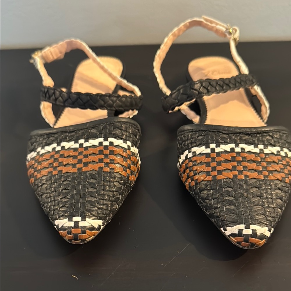 J Crew raffia Woven Black and Brown Women's Shoes